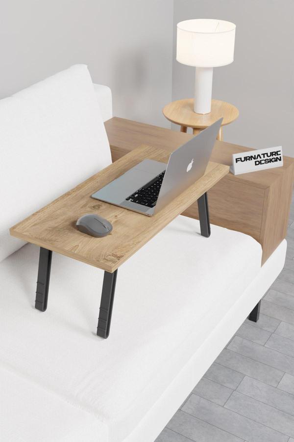 Katlanır Laptop Masası Çalışma Yatak Kahvaltı Masası 60x30 cm - Atlantik Çam - Image 1