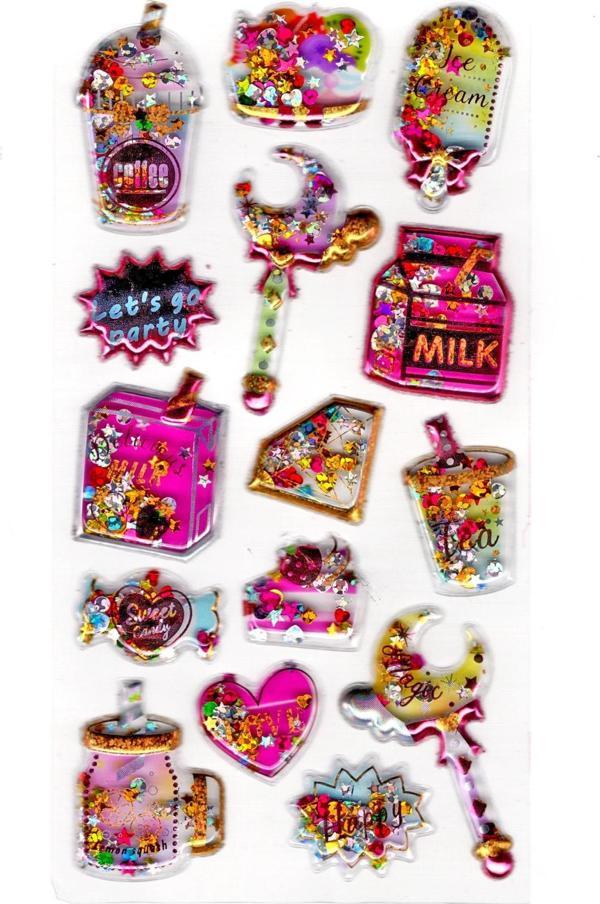 Sticker Kabartmalı Sticker Defter, Planlayıcı Etiket (pullu-817) - 17X9 cm - içecek parti - Image 1