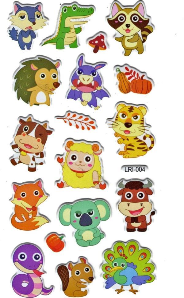 Sticker Kabartmalı Stiker Defter Planlayıcı Etiket (Lrı004)-17x9 cm- Şirin Hayvanlar - Image 1