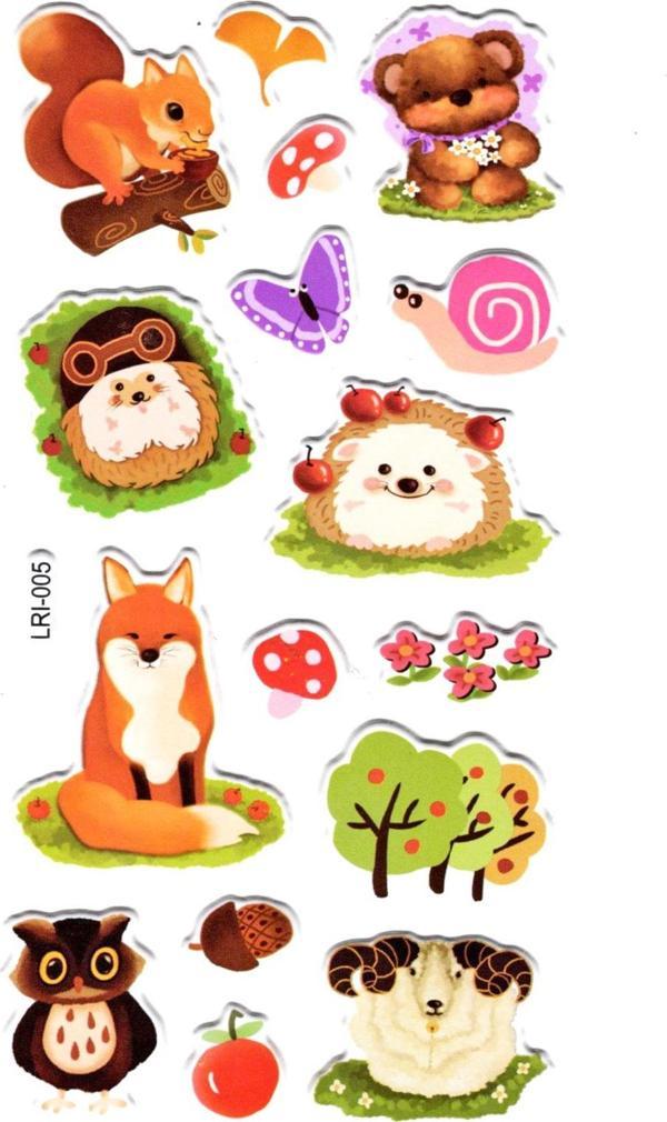 Sticker Kabartmalı Stiker Defter Planlayıcı Etiket (Lrı005)-17x9 cm- Minik Hayvanlar - Image 1