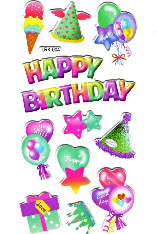 Sticker Kabartmalı Stiker Defter Planlayıcı Etiket (Lrk004)-17x9 cm- Doğum Günü, Balon - Image 1