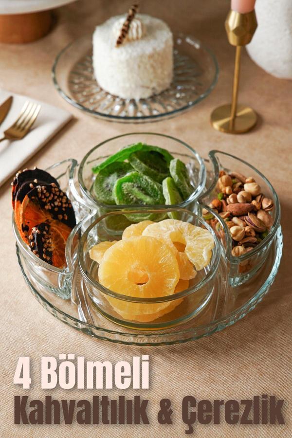 4 Bölmeli Cam Kahvaltılık - Çerezlik - Image 1