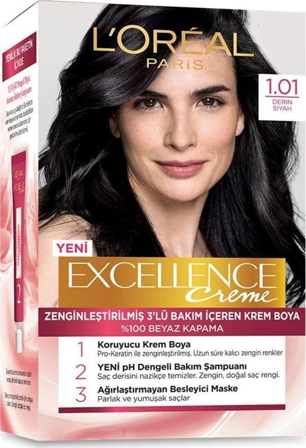 L'Oréal Paris Excellence Creme Saç Boyası 1-01 Derin Siyah - Image 1