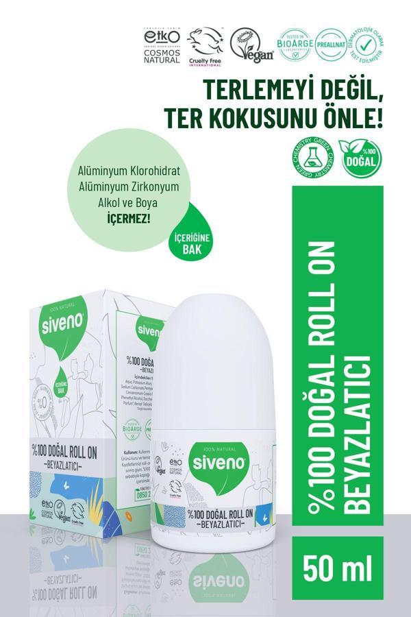 Siveno %100 Doğal Roll On Beyazlatıcı Etkili Deodorant Ter Kokusu Önleyici Bitkisel Leke Bırakmayan Vegan 50 ml - Image 1