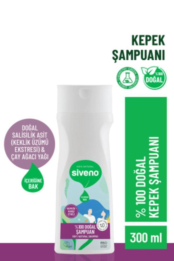 Siveno %100 Doğal Kepeğe Karşı Etkili Şampuan Günlük Bakım Yağlı Saçlar Çay Ağacı Keklik Üzümü Vegan 300 ml - Image 1