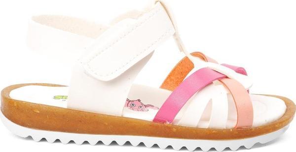 Ayakmod 22Y07-B Beyaz-Fuşya-Pembe Kız Bebek Sandalet - Image 1
