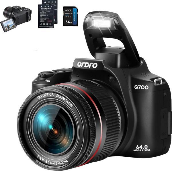 ORDRO 4K 64MP Vlog Kamerası, 12X Optik Zoom - Fotoğrafçılık Otomatik Odakla - Image 1