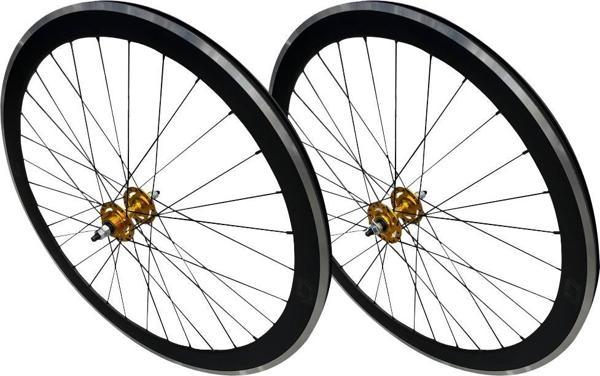 Fixie Bisiklet 28 inç Alüminyum Jant Seti V Fren Siyah - Image 1