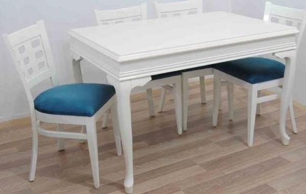 Masa-sandalye 13995 Tk Model 9GÖZ Kayın Retro Parlak beyaz Sandalye AÇIL masa - Image 1