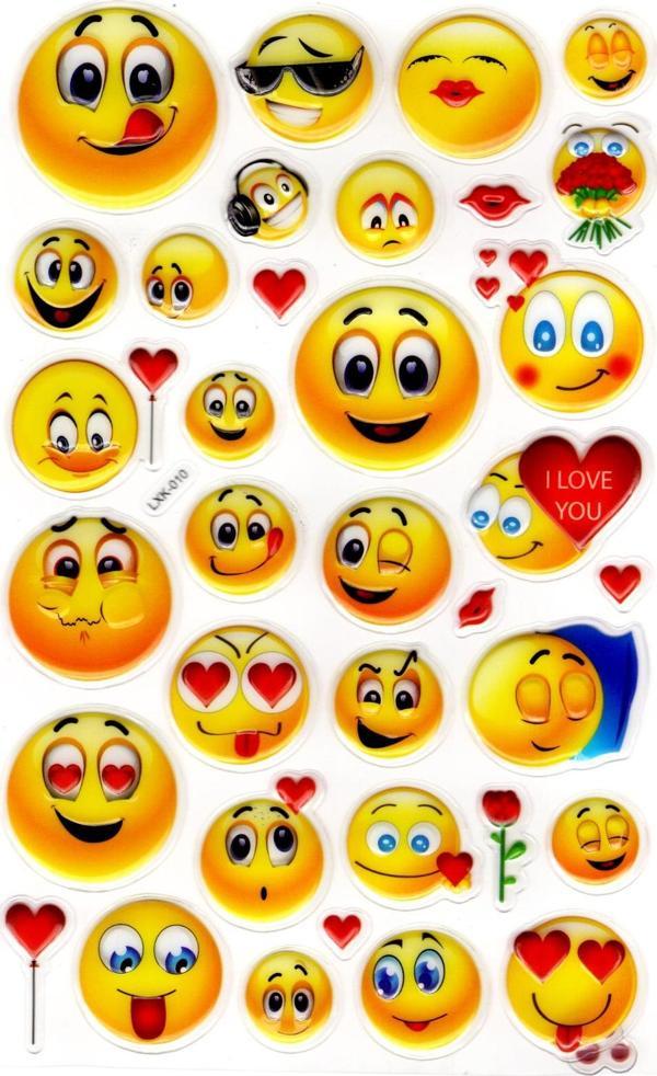 Sticker Kabartmalı Stiker Defter, Planlayıcı Etiket (lxk-010)-22x14 cm - Sevimli Aşk Emoji - Image 1