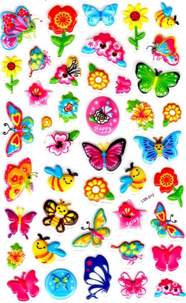 Sticker Kabartmalı Stiker Defter, Planlayıcı Etiket (lxk-012)-22x14 cm - Çiçek Kelebek - Image 1