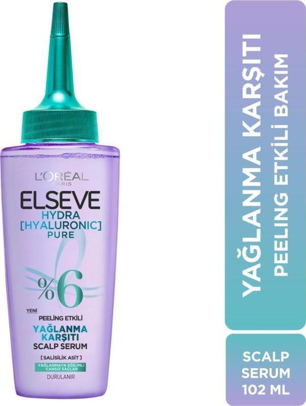 L'Oréal Paris Elseve Hydra Hyaluronic Pure Salisilik Asit İçeren Yağlanma Karşıtı Peeling Etkili Saç Derisi Serumu 102 ml - Image 1