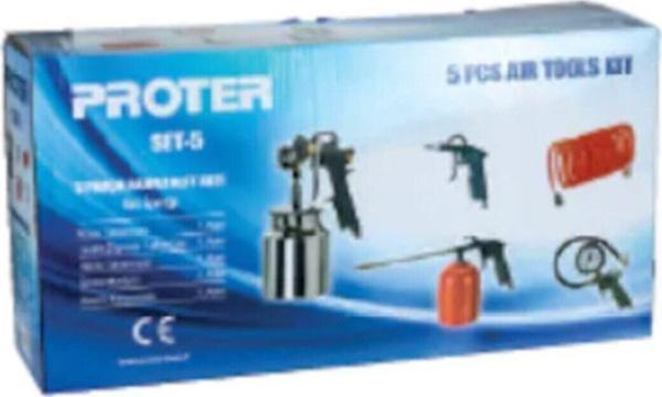 Proter Hava Tabanca Seti Kompresör Seti 5 Parçalı - Image 1