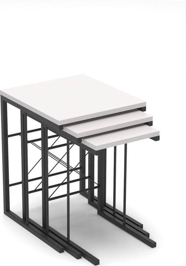 Retodesign 3'lü Zigon Sehpa Beyaz 3002 - Image 1