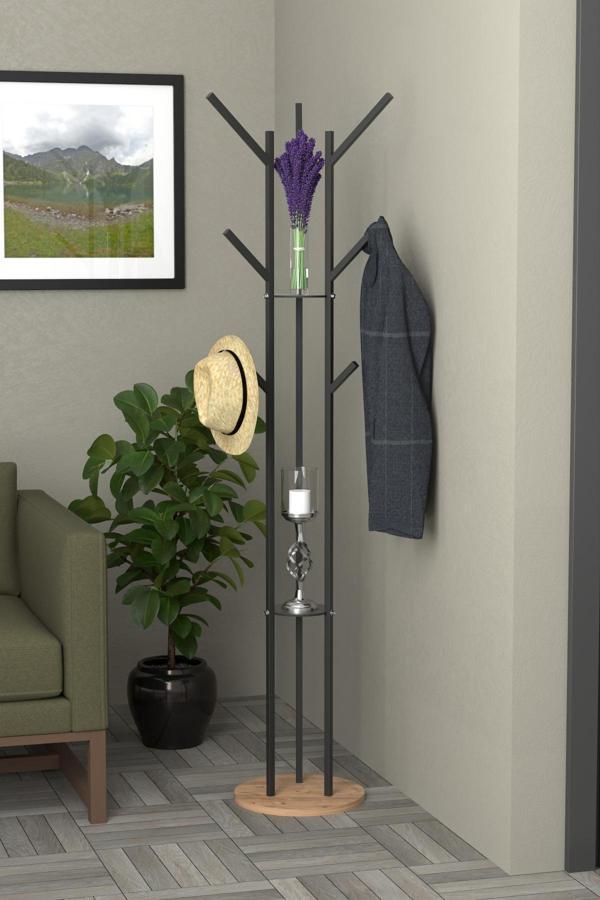 Retodesign 9 Askılı Portmanto Askılık, Elbise Askısı Atlantik Çam Tablalı - Image 1