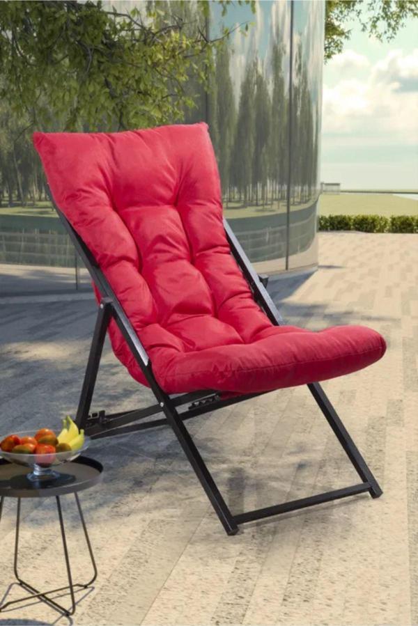 Retodesign Katlanır Şezlong Kırmızı - Image 1