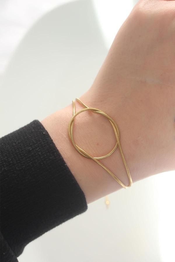 316L Çelik Gold Renk Düğüm Model Bileklik - EBJ240521W24212 - Image 1
