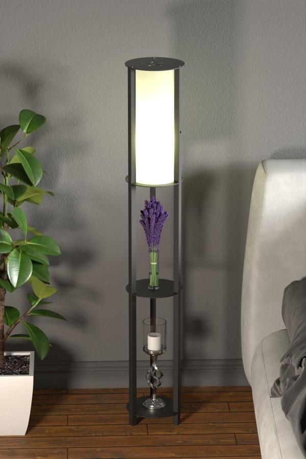 Retodesign Yıldız Yuvarlak Lambader Raflı Lambader Kitaplıklı Lambader 1701 - Image 1