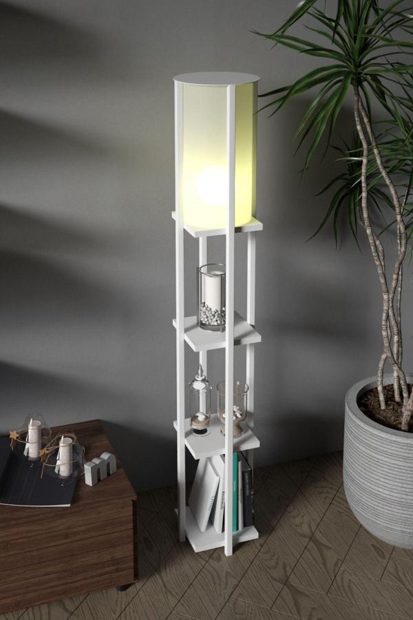 Retodesign Yıldızlı Beyaz Rafli Lambader 4002B - Image 1