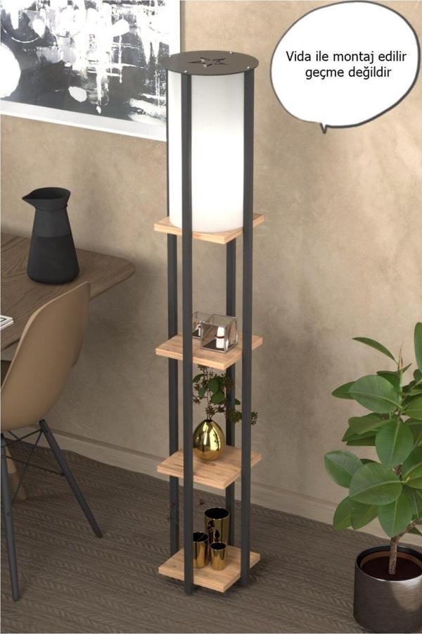 Retodesign Yıldızlı Raflı Kitaplıklı Atlantik Çam Lambader 4001A - Image 1