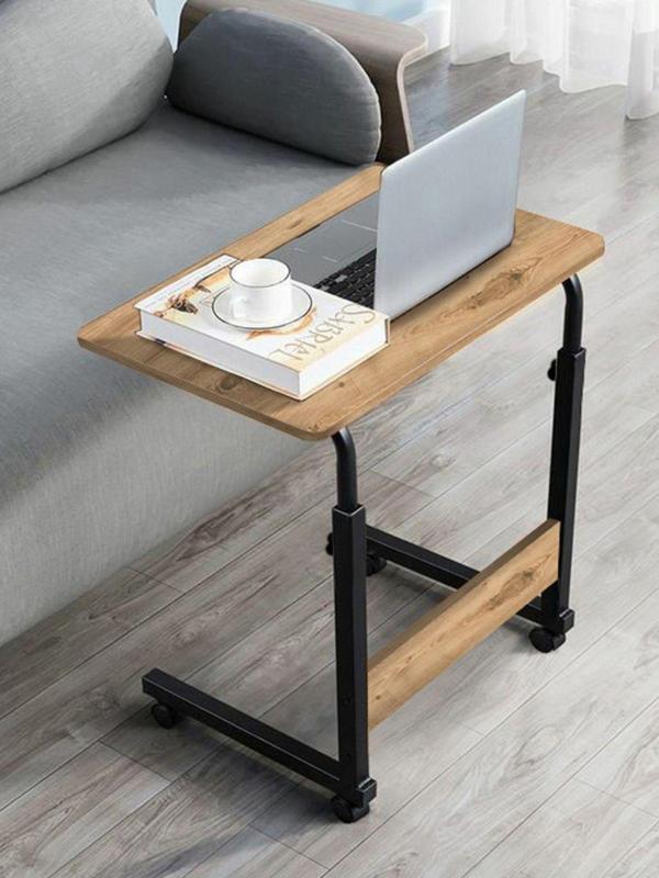Sekizincicaddedizayn Yükseklik Ayarlı Laptop Sehpası Ve Çalışma Masası - Atlantik Çam (TEKERLİ) Oval Kenar 60x40 - Image 1