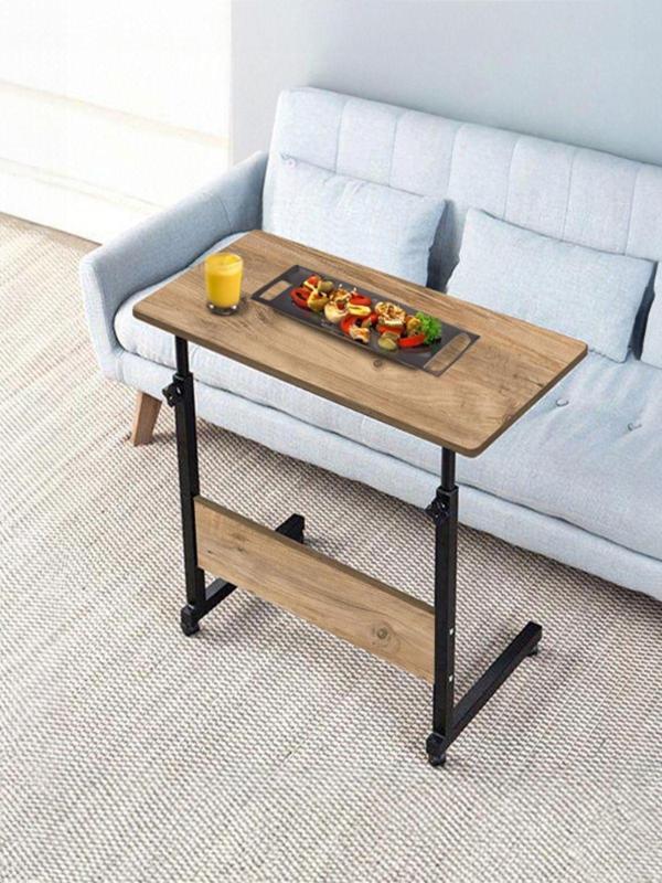 sekizincicaddedizayn Yükseklik Ayarlı Kahvaltı ve Yemek Sehpası - Atlantik Çam (Tekerli) 70x40 Oval Kenar - Image 1