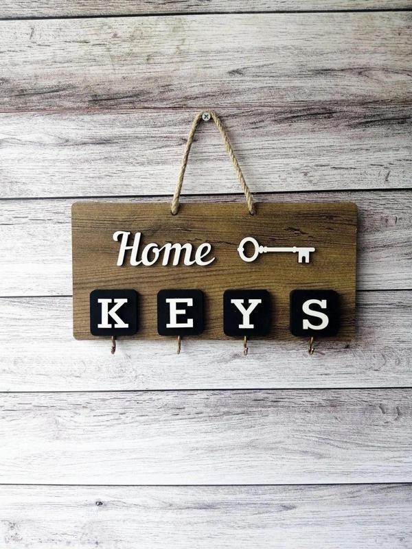 Beyyine Home Keys El Yapımı Ahşap Anahtar Askısı, Elbise Askısı, Askılık Pano Anahtarlık - Image 1