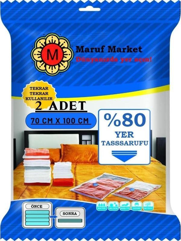 Beyyine Home Yüksek Kaliteli Vakumlu Hurc (L) (2 Adet) 70 Cm x 100 Cm - Çevirmeli & Mavi Kapak - Vakumlu Hurç - Image 1