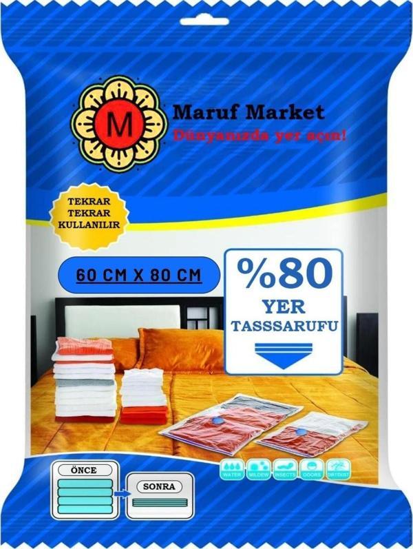 Beyyine Home Yüksek Kaliteli Vakumlu Hurc (M) 60 Cm x 80 Cm - Çevirmeli & Mavi Kapak - Yastık & Elbise Hurcu - Image 1