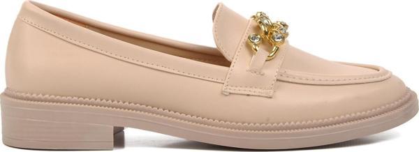 Ayakmod 418066 Bej Taşlı Kadın Loafer Ayakkabı - Image 1