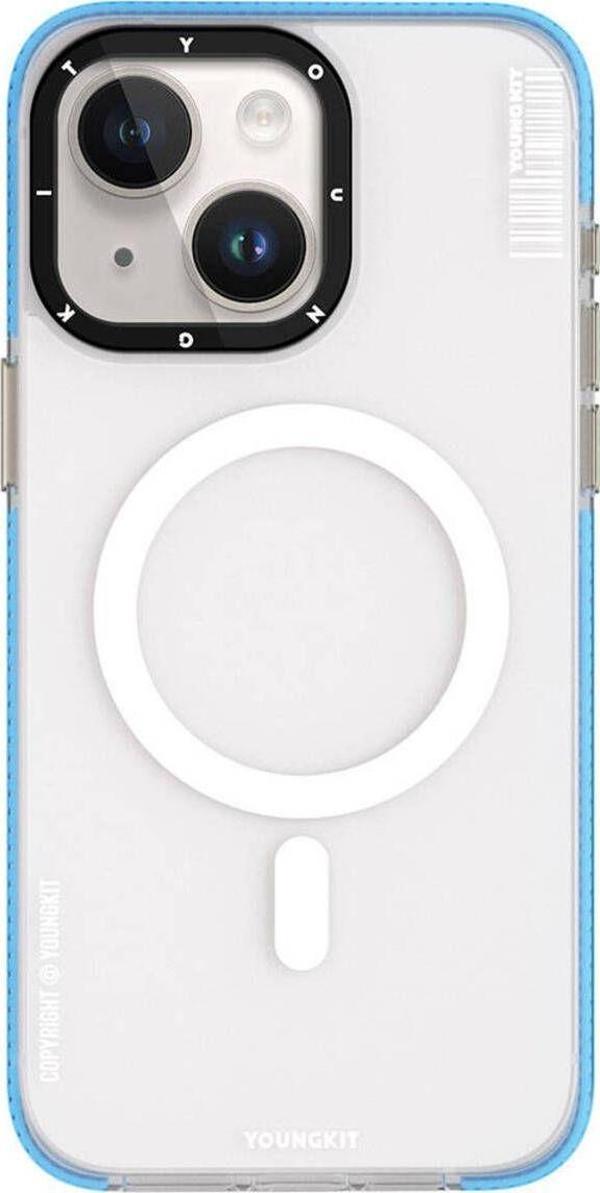 Youngkit İphone 15 Kılıf Magsafe Şarj Özellikli Youngkit Jiansha Serisi Kapak Mavi - Image 1