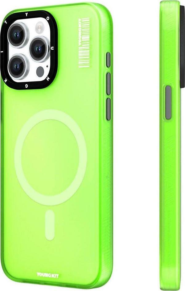 Youngkit İphone 15 Pro Max Uyumlu Kılıf Magsafe Şarj Özellikli Youngkit Hidden Sand Serisi Kapak Yeşil - Image 1