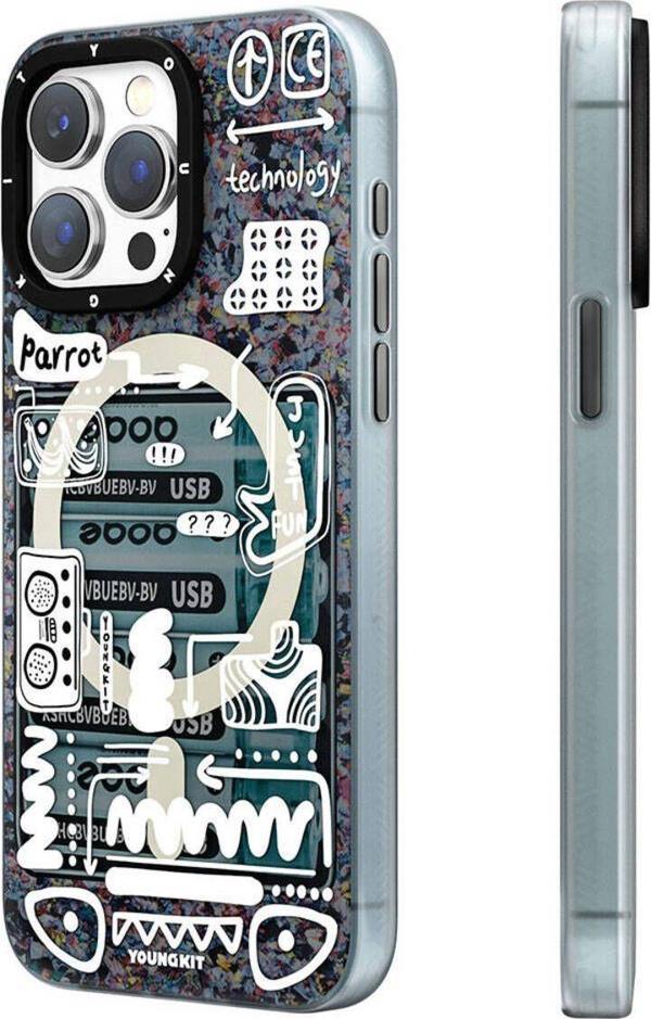 Youngkit İphone 15 Pro Max Uyumlu Kılıf Magsafe Şarj Özellikli Youngkit Dark Matter Serisi Kapak Siyah - Image 1