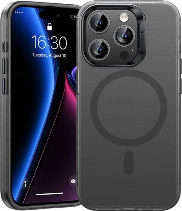Benks iphone 15 Pro Uyumlu Kılıf Magsafe Şarj Özellikli Benks Lucid Armor Kapak Gri - Image 1