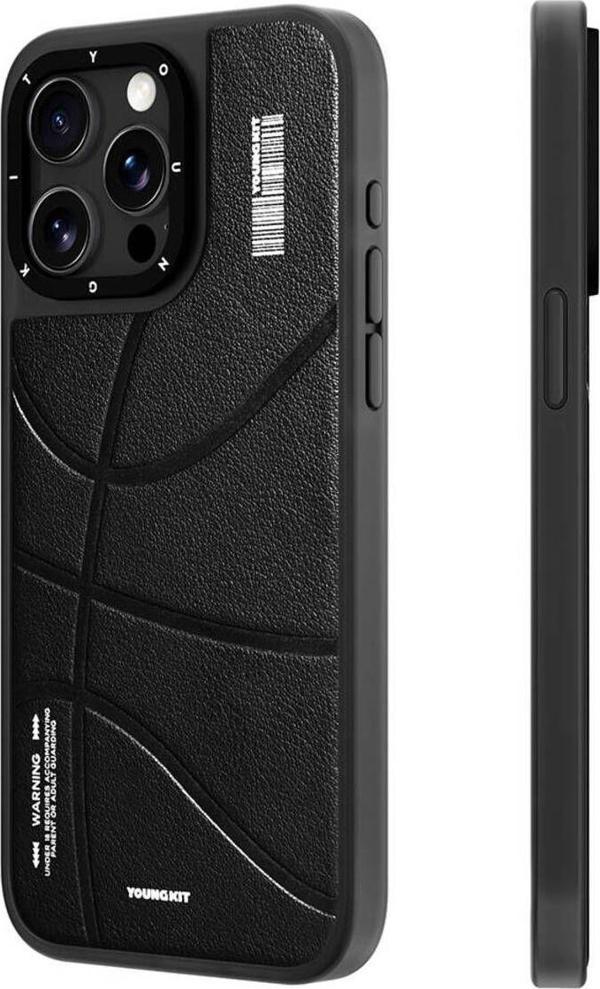 Youngkit İphone 15 Pro Uyumlu Kılıf Magsafe Şarj Özellikli Youngkit Backboard Serisi Leather Siyah - Image 1