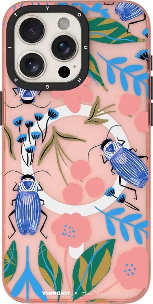 Youngkit İphone 14 Pro Uyumlu Kılıf Magsafe Şarj Özellikli Youngkit Huagu Serisi Kapak Pembe - Image 1