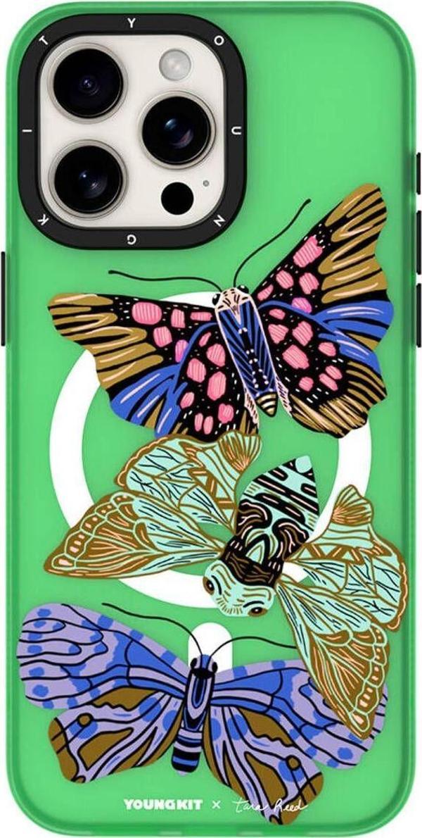 Youngkit İphone 14 Pro Uyumlu Kılıf Magsafe Şarj Özellikli Youngkit Huagu Serisi Kapak Yeşil - Image 1