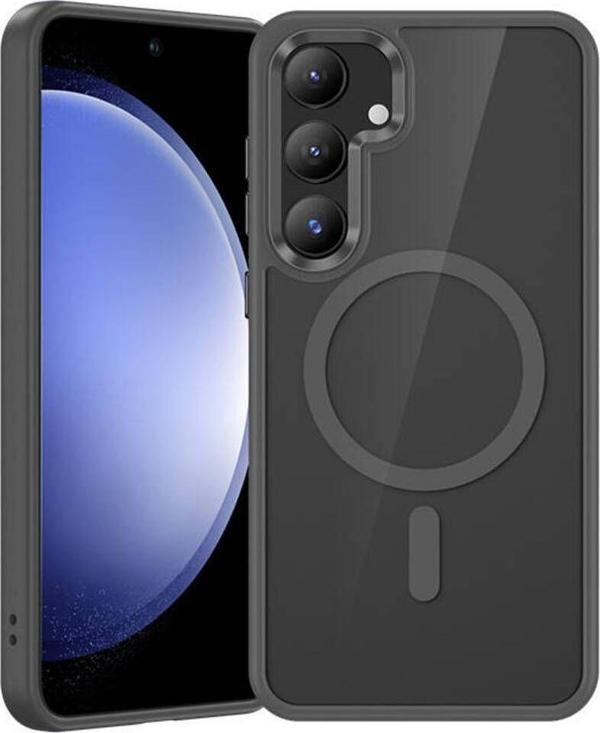 Benks Galaxy S24 Plus Uyumlu Kılıf Magsafe Şarj Özellikli Şeffaf Arka Yüzey Benks Magclap Tpu Çerçeve Gri - Image 1