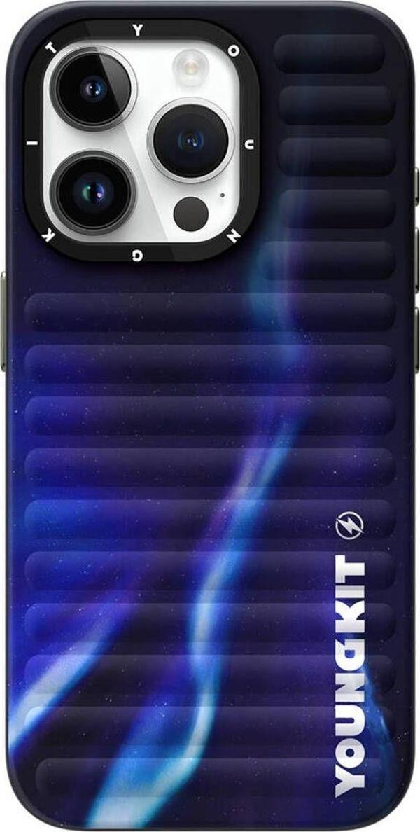 Youngkit İphone 15 Pro Max Uyumlu Kılıf Kuzey Işıkları Desenli Youngkit Aurora Serisi Mavi - Image 1