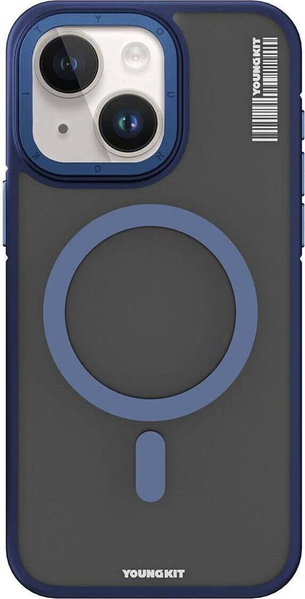 Youngkit İphone 13 Uyumlu Kılıf Magsafe Şarj Özellikli Youngkit Rock Sand Serisi Kapak Mavi - Image 1