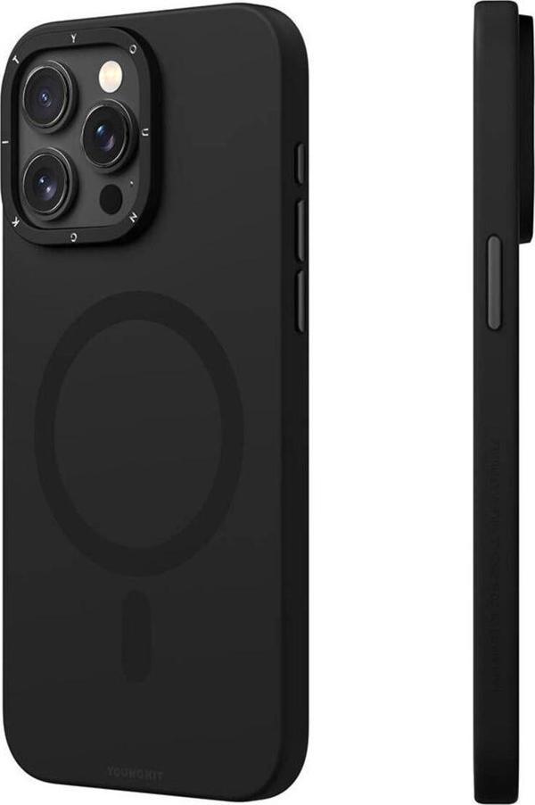 Youngkit İphone 15 Pro Max Uyumlu Kılıf Magsafe Şarj Özellikli Youngkit Velvet Magnet Serisi Kapak Siyah - Image 1