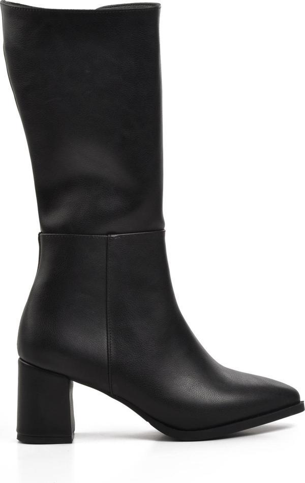 Ayakmod 343071 Siyah İçi Polarlı Kadın Topuklu Çizme - Image 1