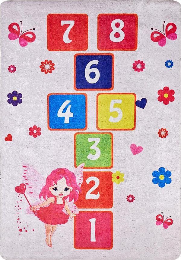 Çocuk Halısı ve Bebek Halısı Yıkanabilir Kaymaz Taban Sayılar Pembe Dijital Baskı Halı HC014 - Image 1
