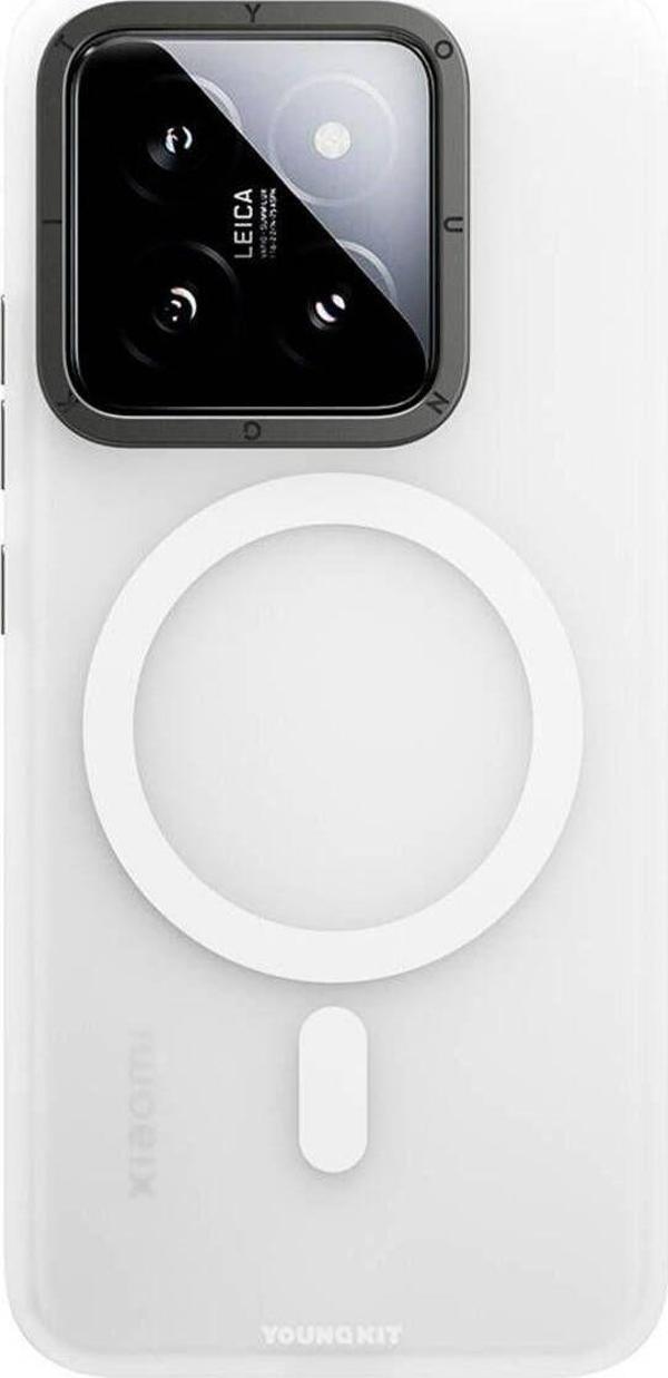 Youngkit Xiaomi Mi 14 Uyumlu Kılıf Magsafe Şarj Özellikli Youngkit Hidden Sand Serisi Beyaz - Image 1