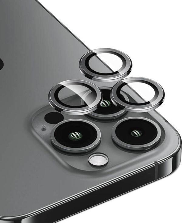 Benks İphone 15 Pro Max Uyumlu Kamera Lens Koruyucu Gri - Image 1