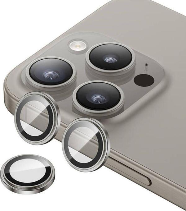 Benks iphone 15 Pro Uyumlu Benks King Kong Corning Kamera Lens Koruyucu Gri - Image 1