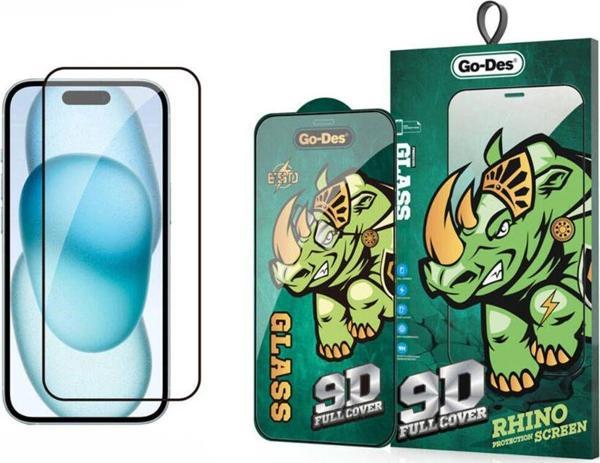 Go-Des İphone 15 Plus Uyumlu Ekran Koruyucu Go Des 9D Full Cover Temperli Cam Ekran Koruyucu - Image 1