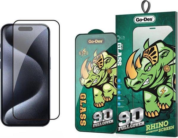 Go-Des İphone 15 Pro Uyumlu Ekran Koruyucu Go Des 9D Full Cover Temperli Cam Ekran Koruyucu - Image 1