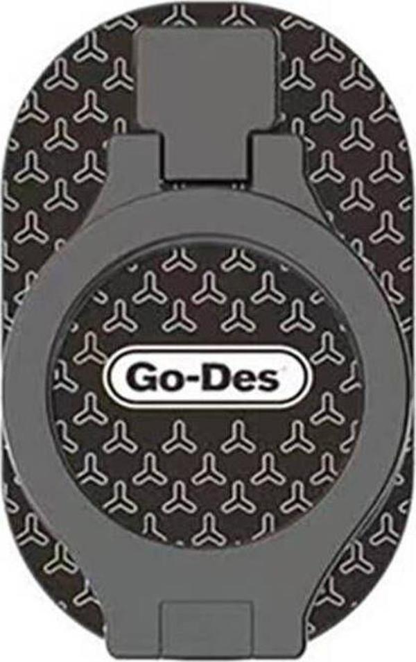 Go-Des Telefon İçin Standlı Magnetik Yüzük Tutucu Aparat Go Des Gd-G081 4İn1 Double Ring Siyah - Image 1
