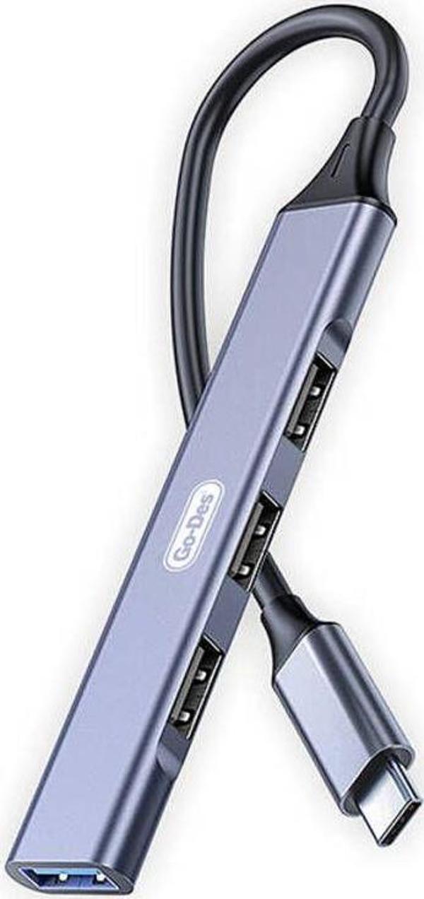 Go-Des Type-C Usb Çoğaltıcı Hub Go Des Gd-Uc702S Usb3.0/Usb2.0/Usb1.1 5Gbps Veri Aktarımı  4İn1 Hub - Image 1